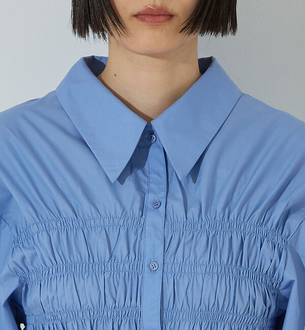 NOMINE「ビスチェ風 シャーリング シャツ」|シャツ・ブラウス|