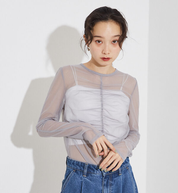 NOMINE「フロントシャーリング シアー ロンT」|Tシャツ・カットソー|グレー