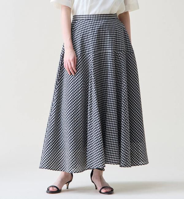 TIARA「ギンガムチェックフレアスカート」|スカート|ホワイト&times;ブラック