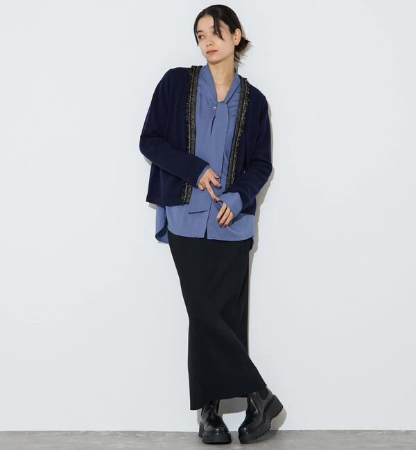 Liesse「ツイーディーニットジャケット」|カーディガン|