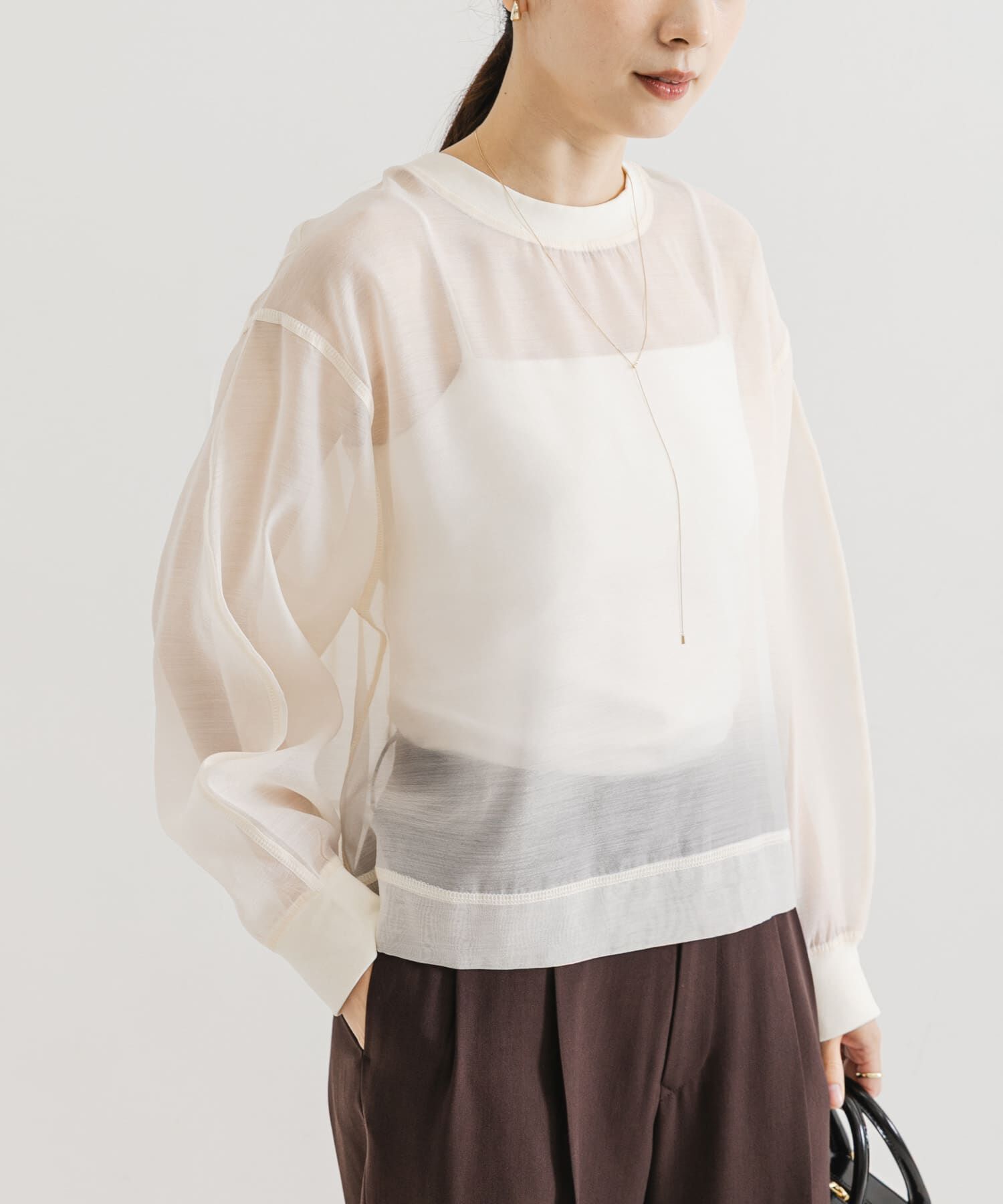 URBAN RESEARCH「オーガンジーシアートップス」|Tシャツ・カットソー|オフホワイト