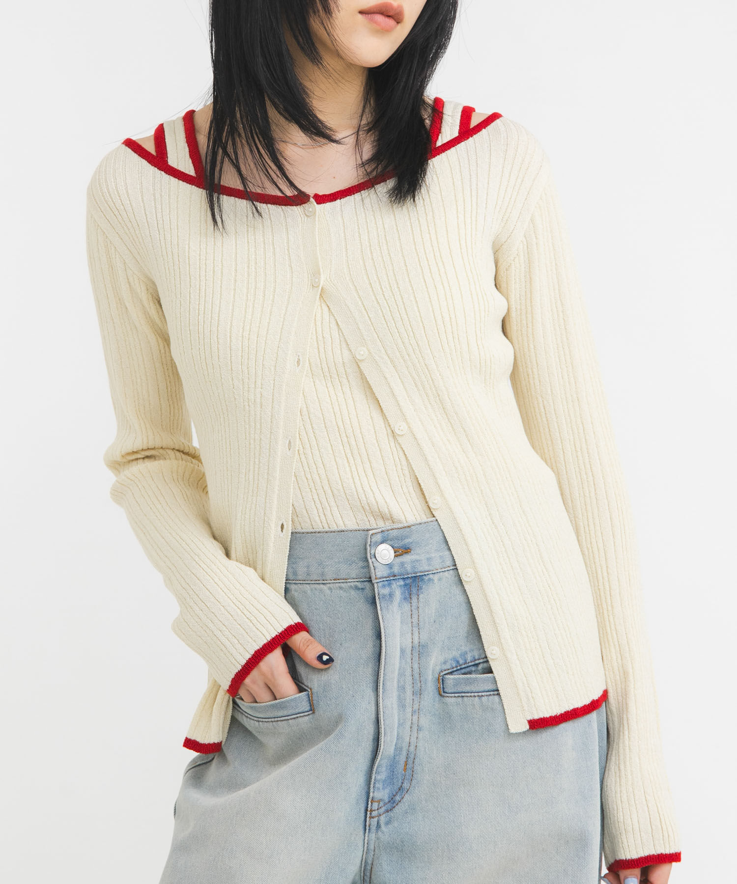  「2WAYタンクトップSETカーディガン」|ニット・セーター|アイボリー