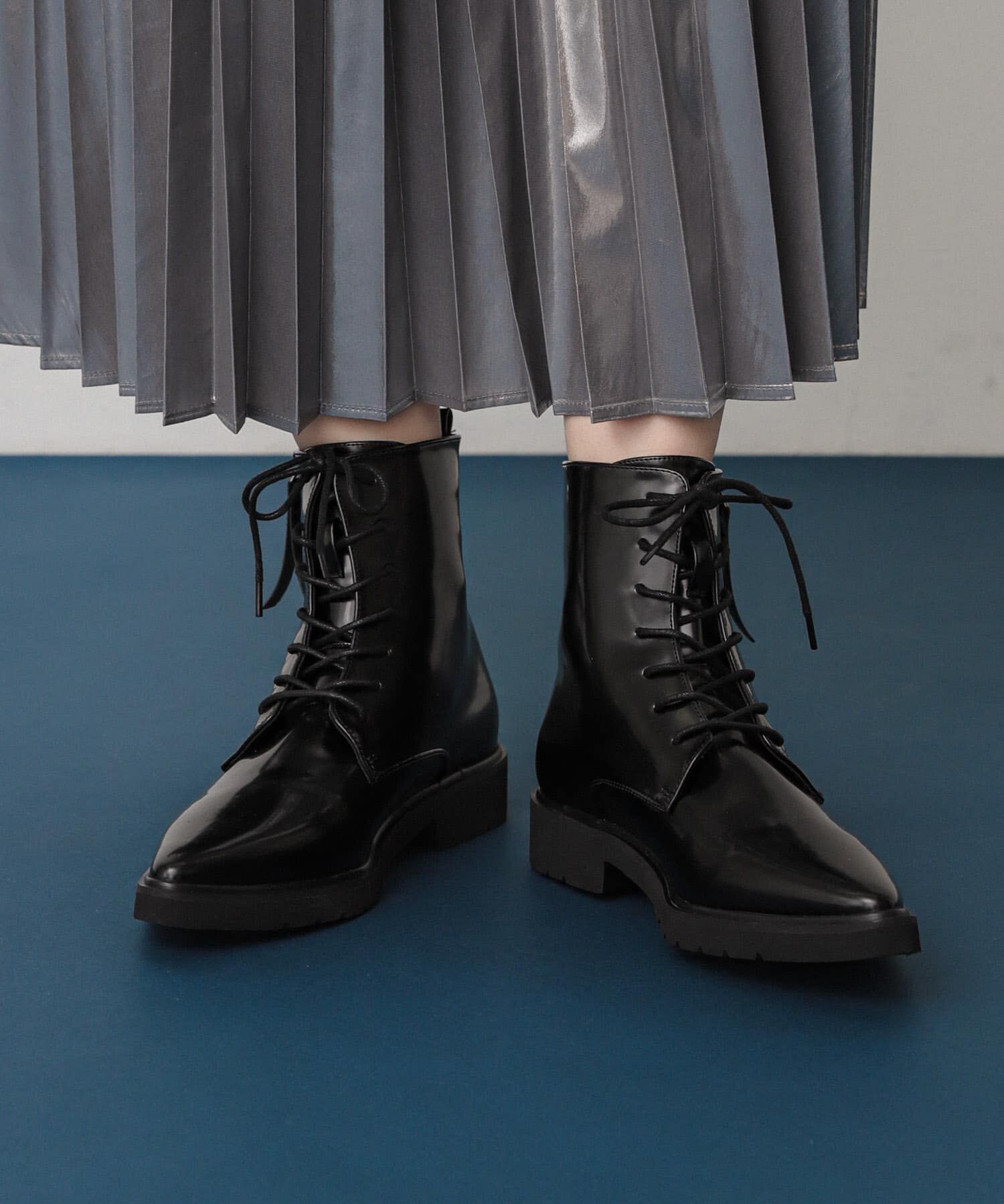 SENSE OF PLACE by URBAN RESEARCH「ポインテッドレースアップブーツ」|ショートブーツ|ブラック