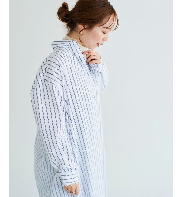 le.coeur blanc「《WEB限定アイテム》ストライプスキッパーシャツワンピース」|ワンピース|