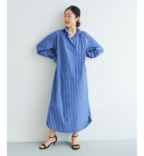 le.coeur blanc「《WEB限定アイテム》ストライプスキッパーシャツワンピース」|ワンピース|