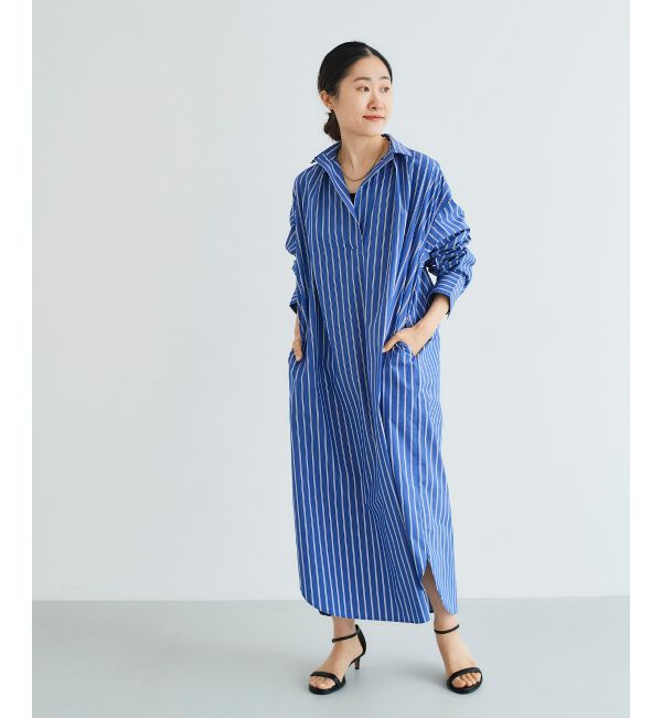 le.coeur blanc「《WEB限定アイテム》ストライプスキッパーシャツワンピース」|ワンピース|