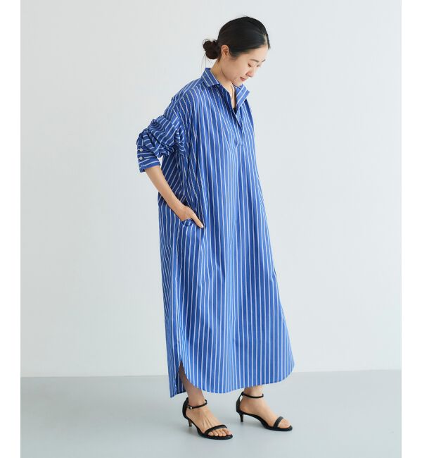 le.coeur blanc「《WEB限定アイテム》ストライプスキッパーシャツワンピース」|ワンピース|