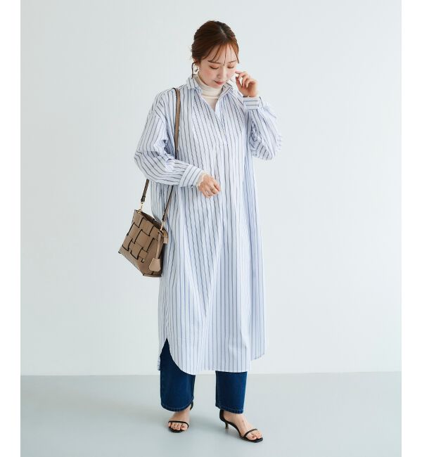 le.coeur blanc「《WEB限定アイテム》ストライプスキッパーシャツワンピース」|ワンピース|