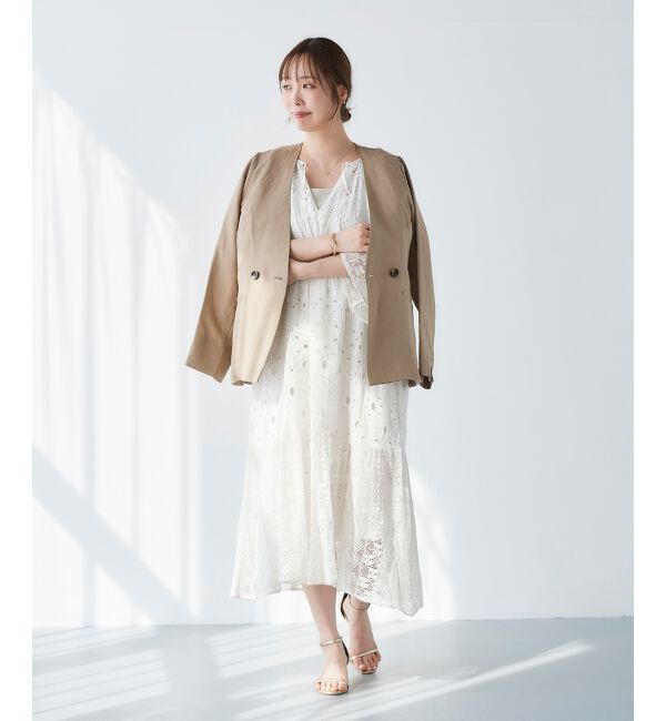 le.coeur blanc「《手洗い可能》Fanaka ミックスレースワンピース」|ワンピース|