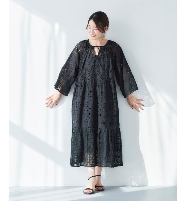 le.coeur blanc「《手洗い可能》Fanaka ミックスレースワンピース」|ワンピース|