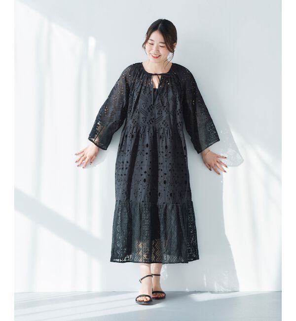 le.coeur blanc「《手洗い可能》Fanaka ミックスレースワンピース」|ワンピース|