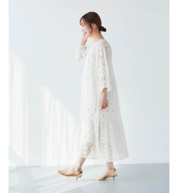 le.coeur blanc「《手洗い可能》Fanaka ミックスレースワンピース」|ワンピース|