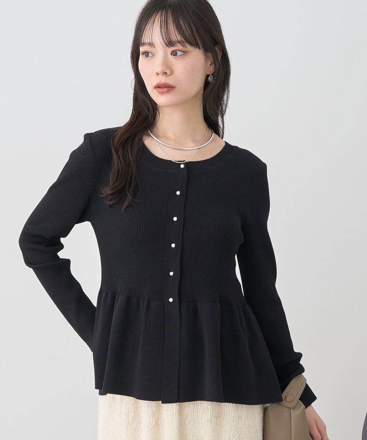 earth music&ecology「ペプラムニットカーディガン」|カーディガン|