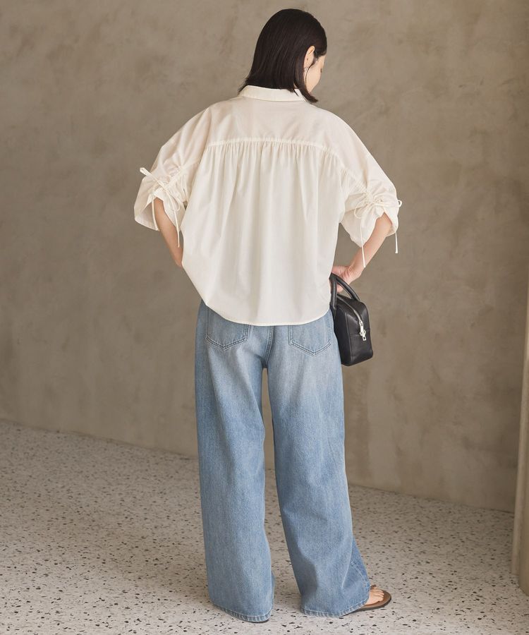 AMERICAN HOLIC「【WEB限定】【接触冷感・UVカット】ギャザーリボンスリーブ半袖シャツ」|シャツ・ブラウス|