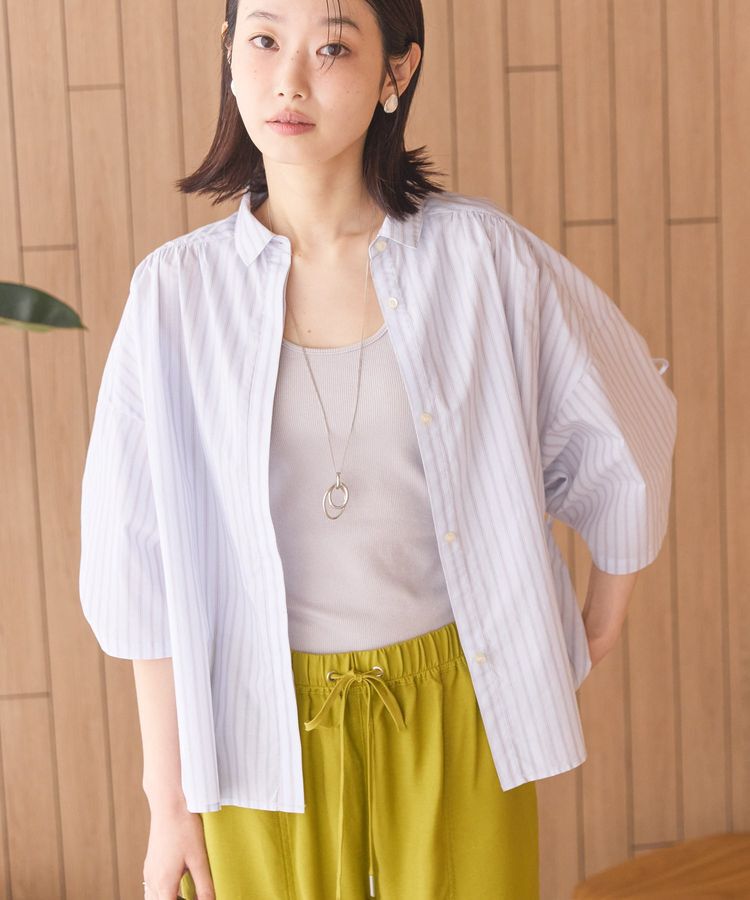 AMERICAN HOLIC「【WEB限定】【接触冷感・UVカット】ギャザーリボンスリーブ半袖シャツ」|シャツ・ブラウス|