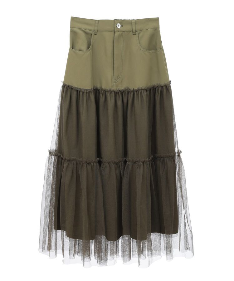 Green Parks「・ELENCARE DUE ハイブリットティアードスカート」|フレア|