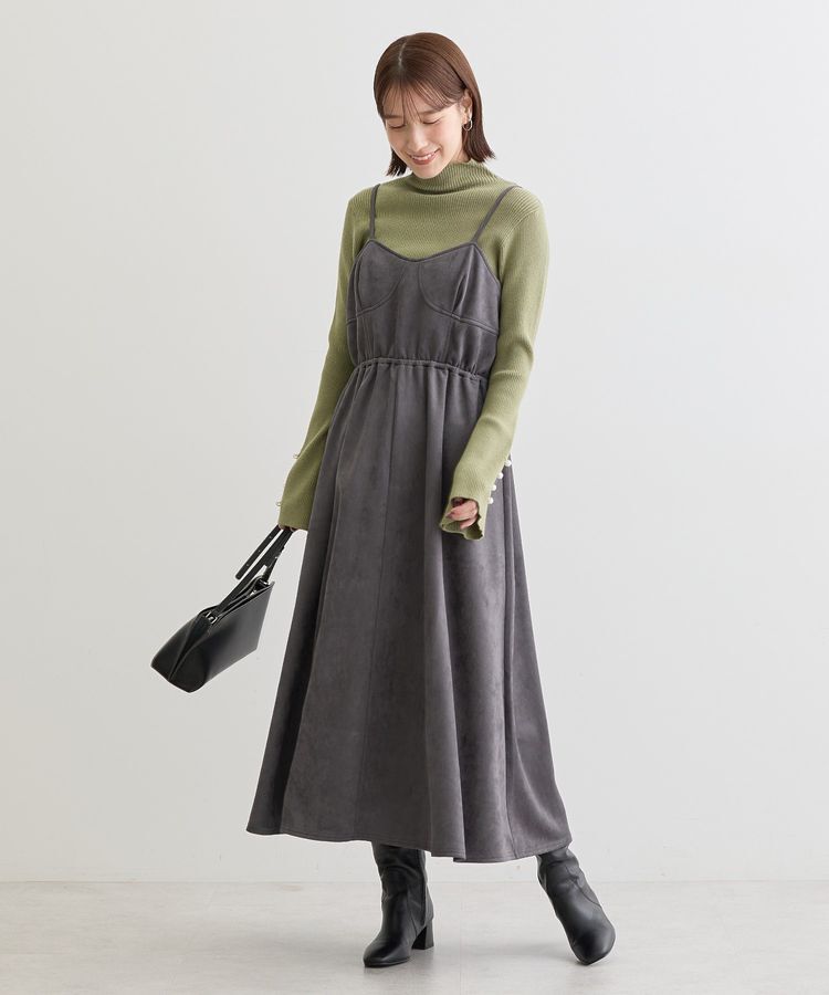 Green Parks「・SUGAR SPOON スエードポンチキャミワンピ」|ワンピース|Charcoal Gray