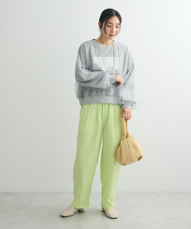 Green Parks「箔プリントチュール重ねプルオーバー」|スウェット・ジャージ|