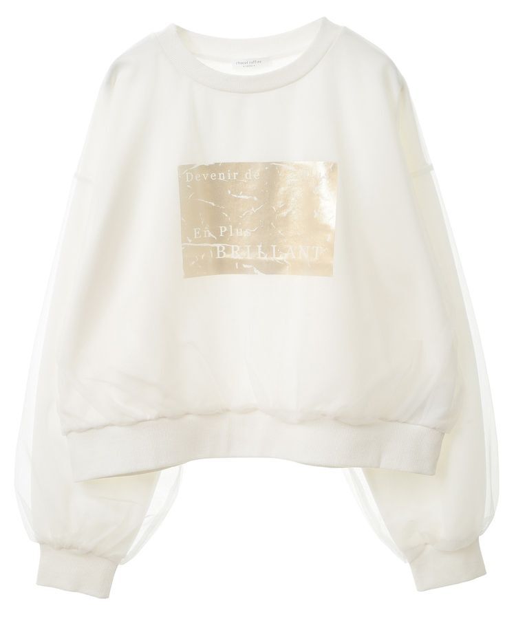 Green Parks「箔プリントチュール重ねプルオーバー」|スウェット・ジャージ|