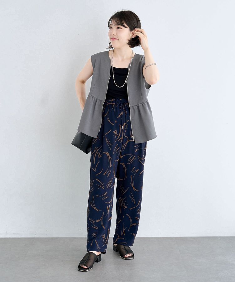 Green Parks「麻調ペプラムzipベスト」|ベスト・ジレ|