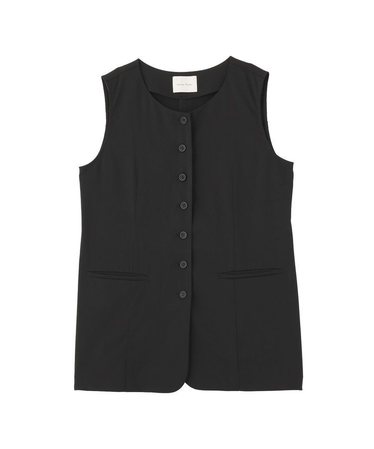 Green Parks「クルーネック多釦ジレ」|その他|Black