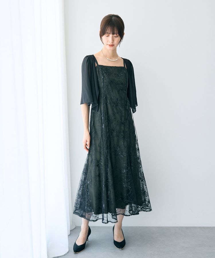 YECCA VECCA「【2点SET】フラワー柄スパンコール刺繍ドレス」|ワンピース|