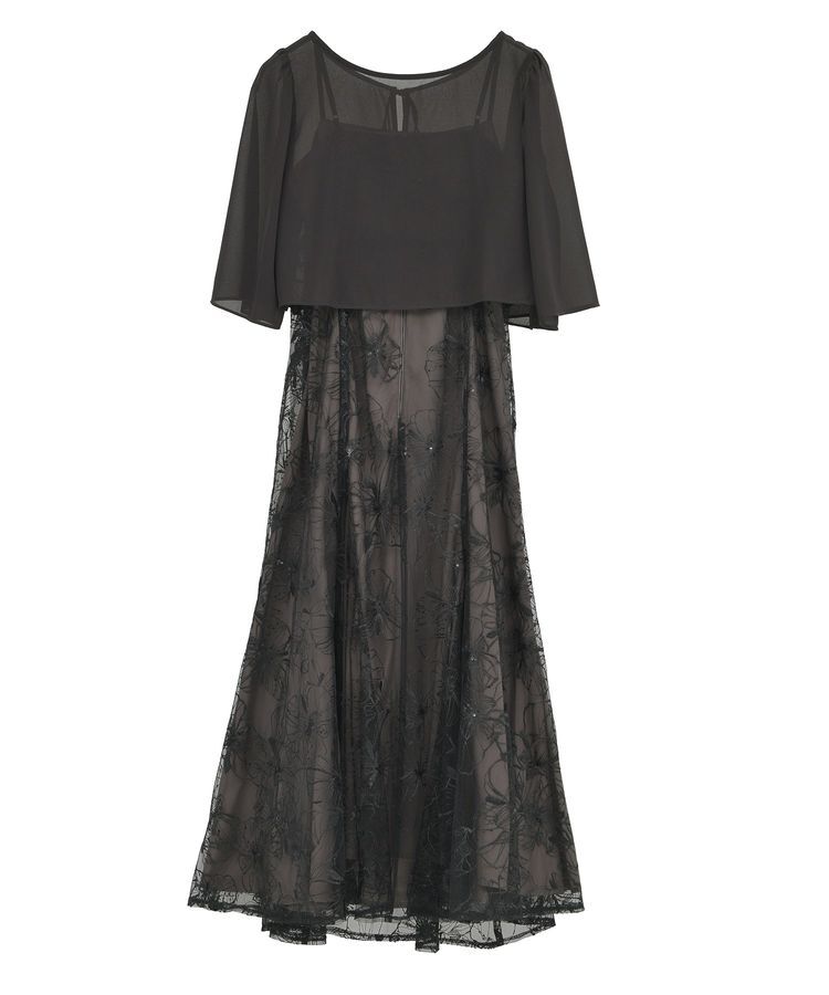 YECCA VECCA「【2点SET】フラワー柄スパンコール刺繍ドレス」|ワンピース|