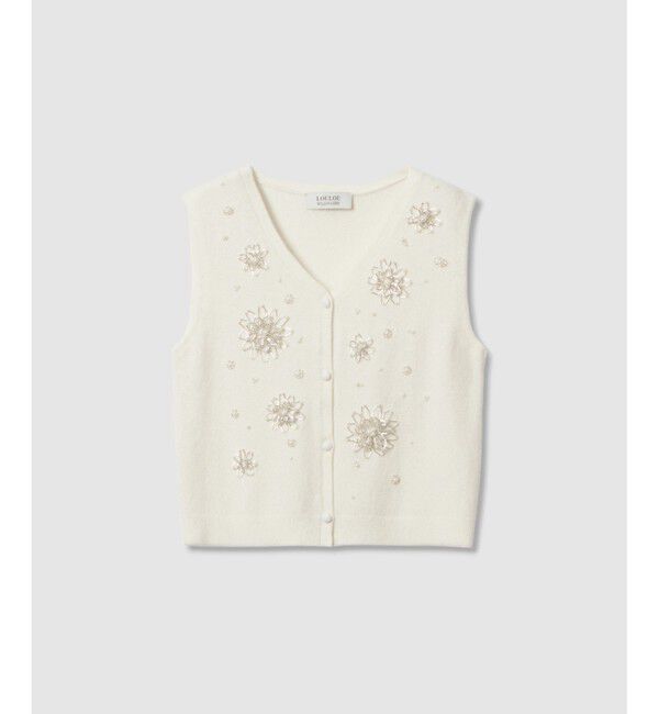 LOULOU WILLOUGHBY「【LOULOU WILLOUGHBY】ビーズフラワージレ」|ニット・セーター|