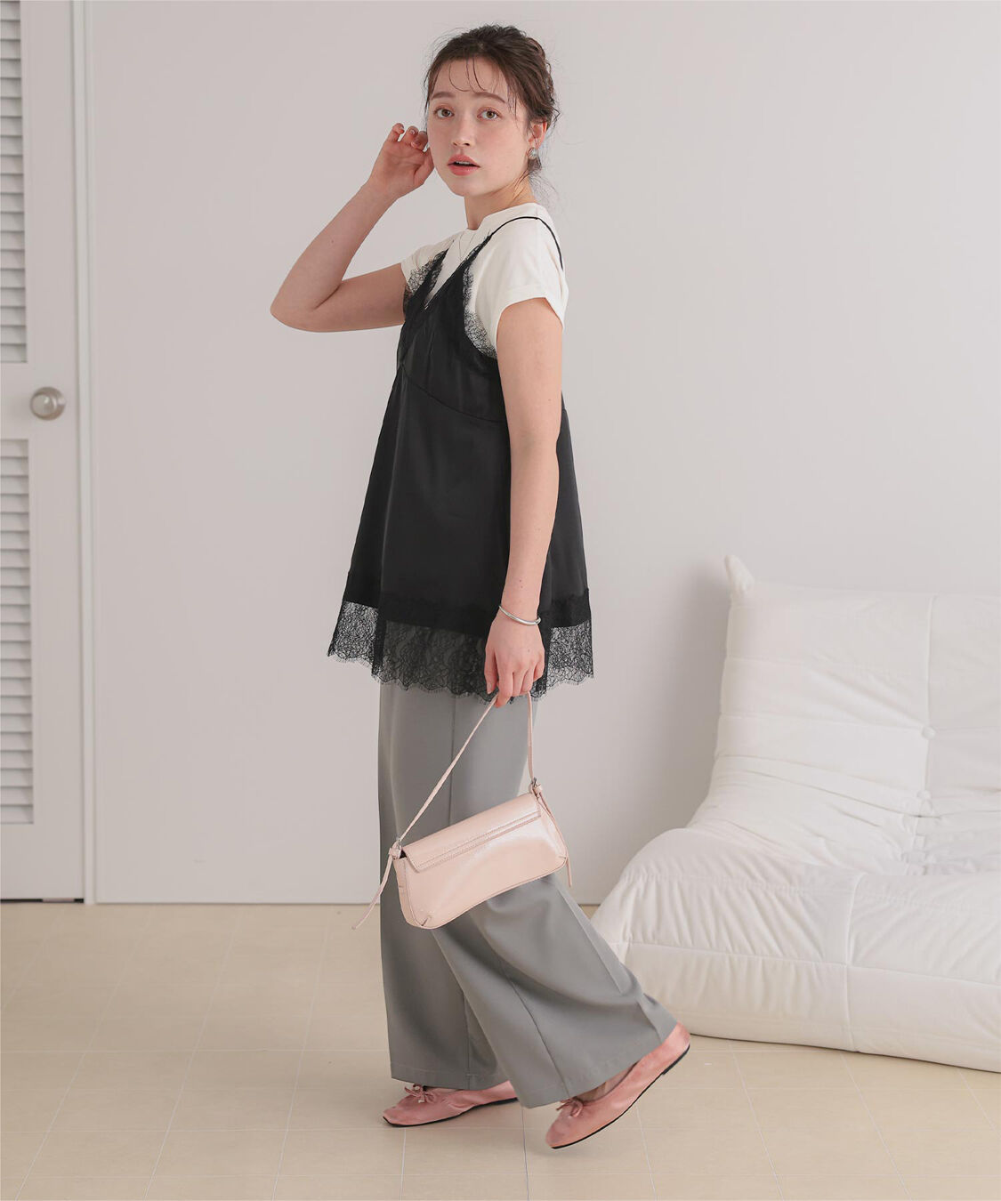 titivate「レースサテンキャミソールトップス」|キャミソール|