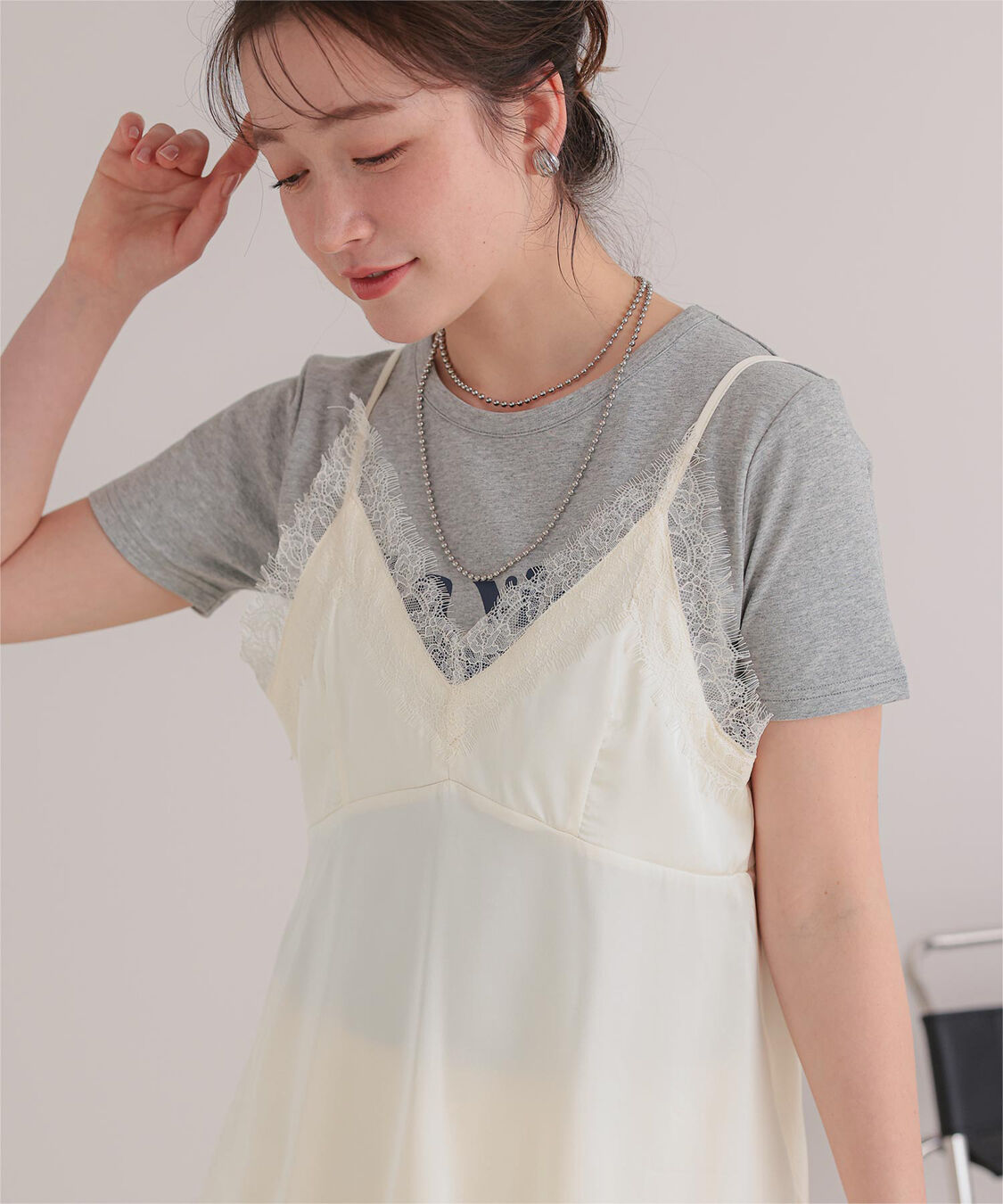 titivate「レースサテンキャミソールトップス」|キャミソール|