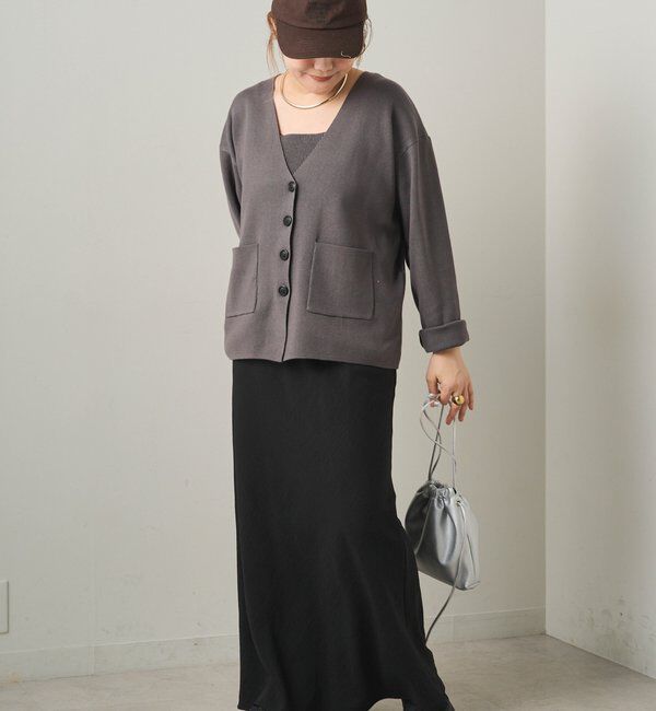  「【3点セット】ワッフルスクエアタンク＆Vネックカーデ+ワイドパンツセットアップ」|カーディガン|