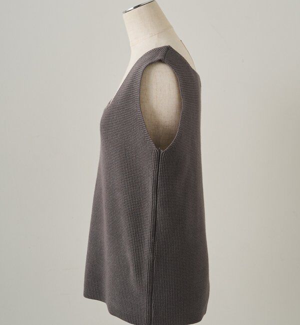  「【3点セット】ワッフルスクエアタンク＆Vネックカーデ+ワイドパンツセットアップ」|カーディガン|