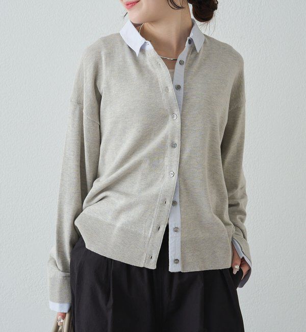  「ブラウスレイヤード風カーディガン」|カーディガン|