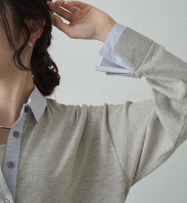  「ブラウスレイヤード風カーディガン」|カーディガン|