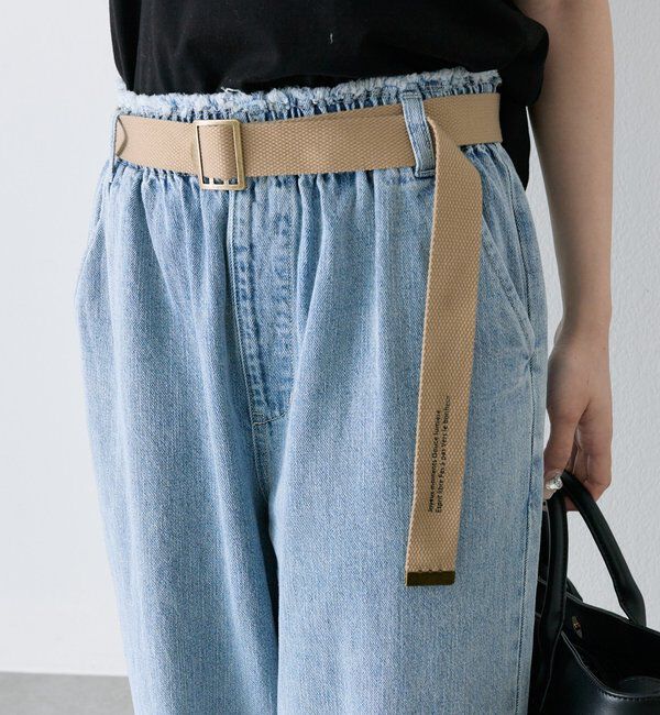  「ベルト付き綿麻デニムパンツ」|デニム|