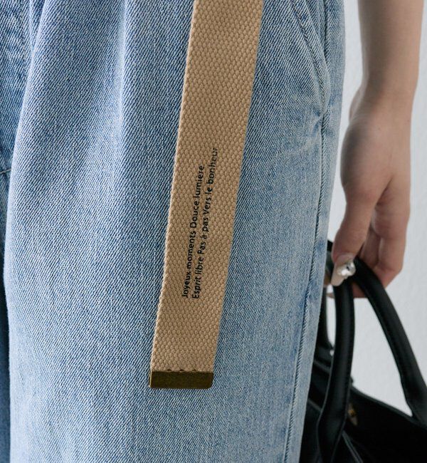  「ベルト付き綿麻デニムパンツ」|デニム|