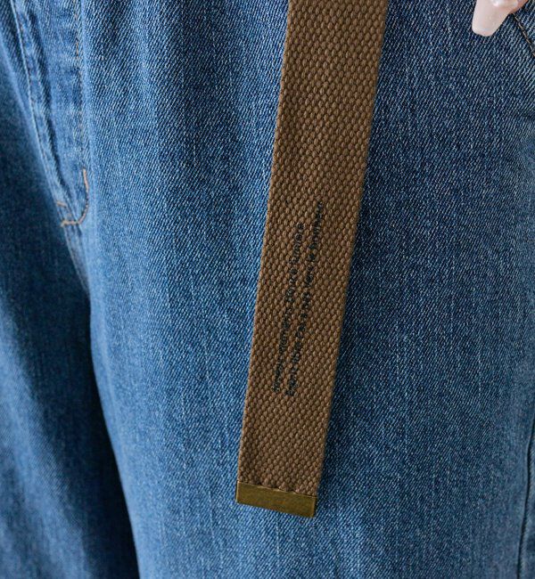  「ベルト付き綿麻デニムパンツ」|デニム|