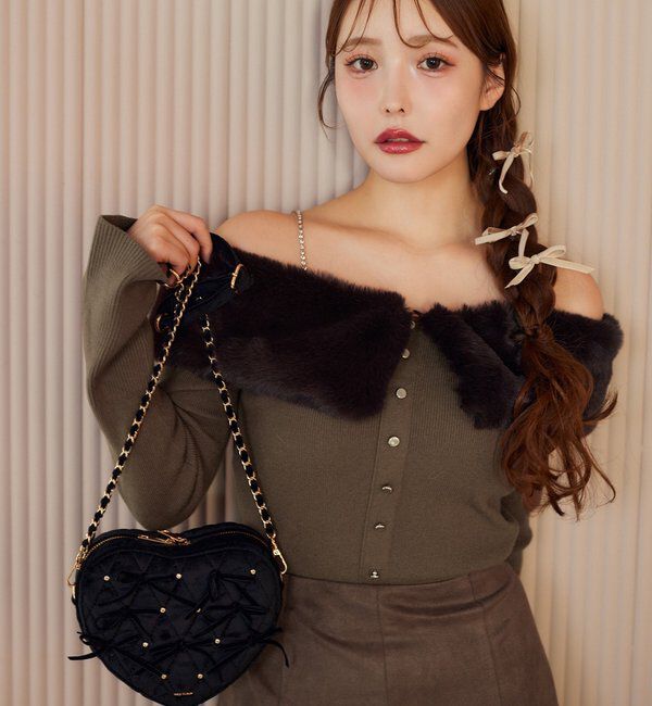  「【REVIVAL】ビジューファーニット」|ニット・セーター|モカ