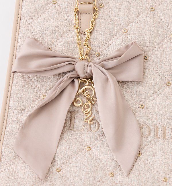  「【LouLoumei】キルティングビジューリボンチャームキャリーオントート」|ショルダー・メッセンジャー|