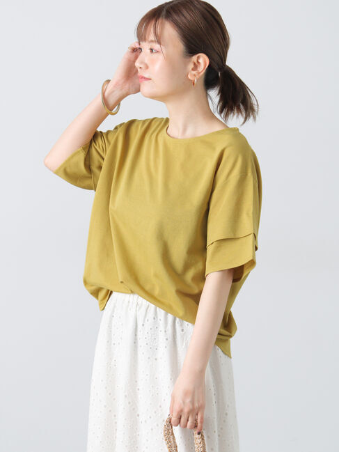 Lugnoncure「プレーティング袖タックTシャツ」|Tシャツ・カットソー|