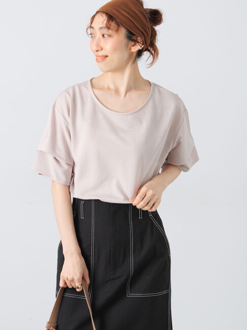 Lugnoncure「プレーティング袖タックTシャツ」|Tシャツ・カットソー|