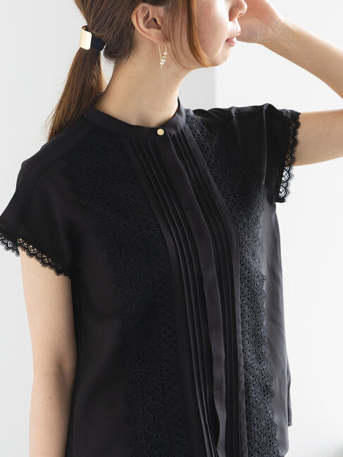 Te chichi「スカラップレースフレンチスリーブブラウス」|シャツ・ブラウス|ブラック