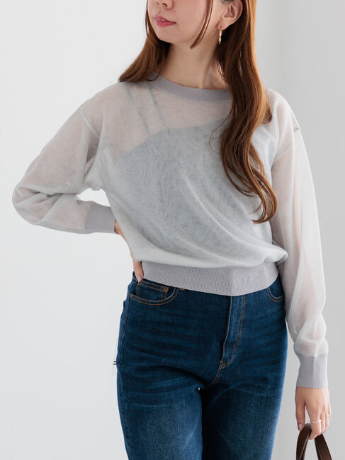 Te chichi「シアーレイヤーニット」|ニット・セーター|グレー