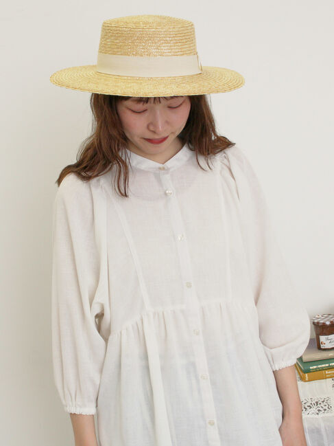 Samansa Mos2「切替ギャザーオーバーブラウス」|シャツ・ブラウス|オフホワイト