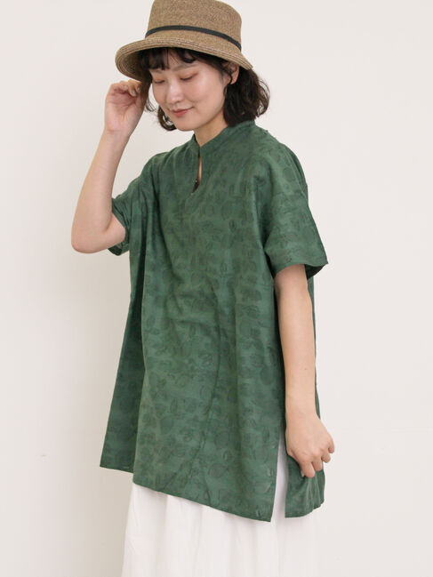 Samansa Mos2「レモン柄ジャカードチュニック」|シャツ・ブラウス|