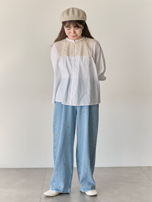 Samansa Mos2「【Cross&times;Staff】レース襟付きブラウス」|シャツ・ブラウス|