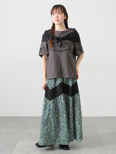 Samansa Mos2「三角ストール付カットワーク刺繍Tシャツ」|Tシャツ・カットソー|