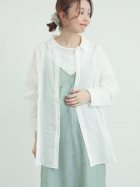 Samansa Mos2「シアーリネンシャツ」|シャツ・ブラウス|オフホワイト