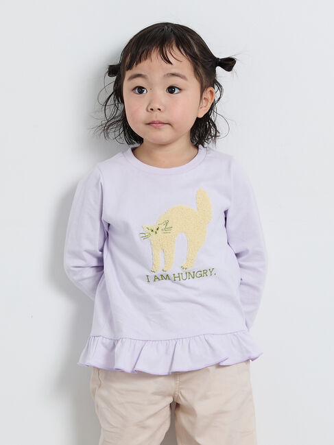 Samansa Mos2 Lagom「ネコさがら刺繍ロンT」|Tシャツ・カットソー|ラベンダー
