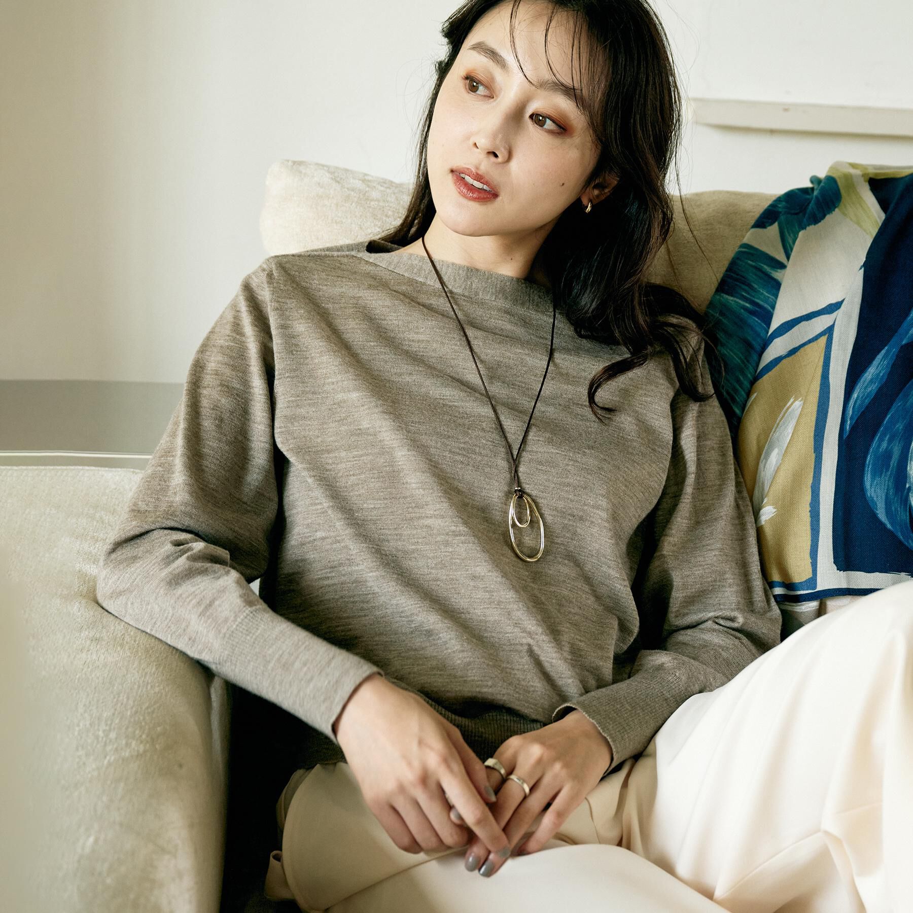 UNTITLED「【アンサンブル可/洗える】シルクウールカシミヤ ドルマンスリーブニット」|ニット・セーター|